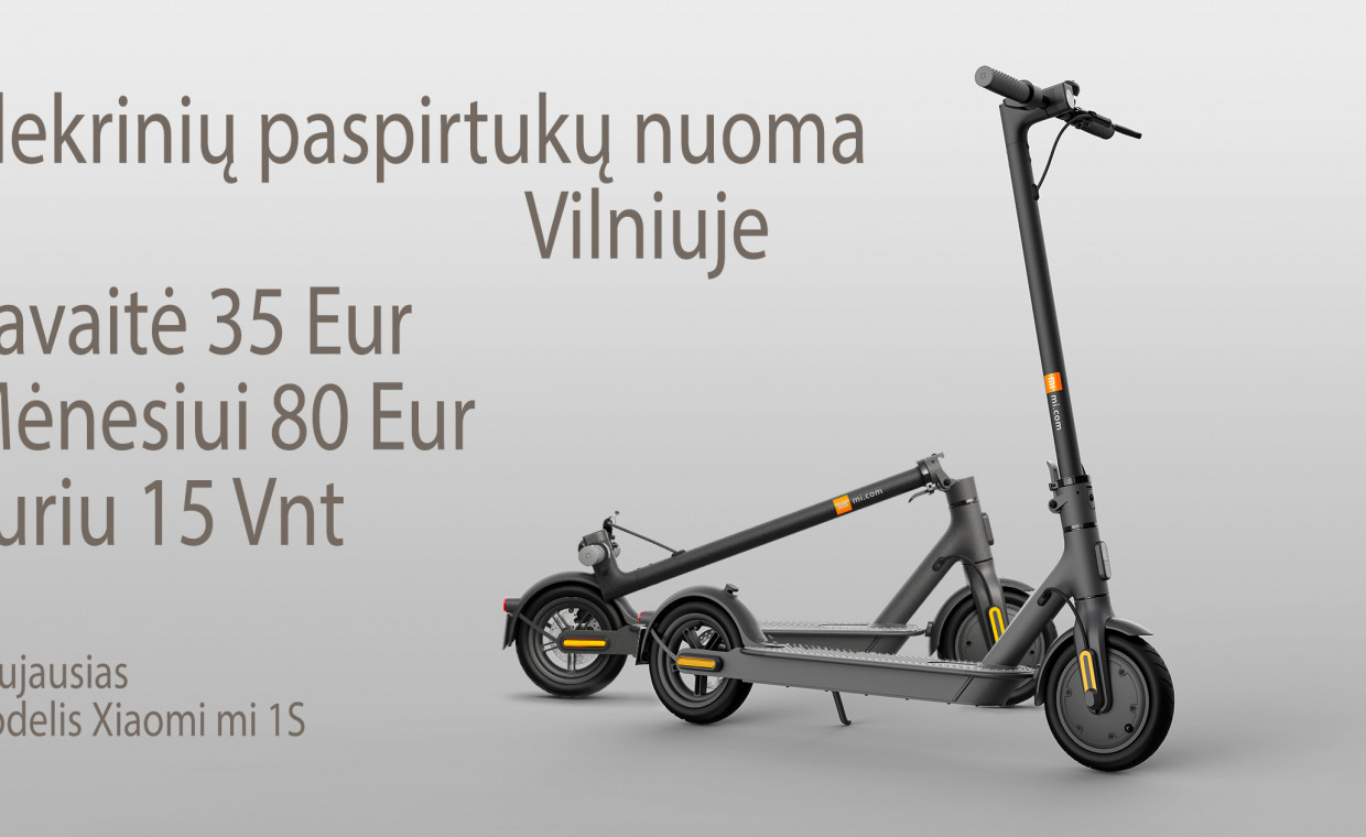 Paspirtukų ir dviračių nuoma, Xiaomi mi 1S elektrinis paspirtukas nuoma, Vilnius