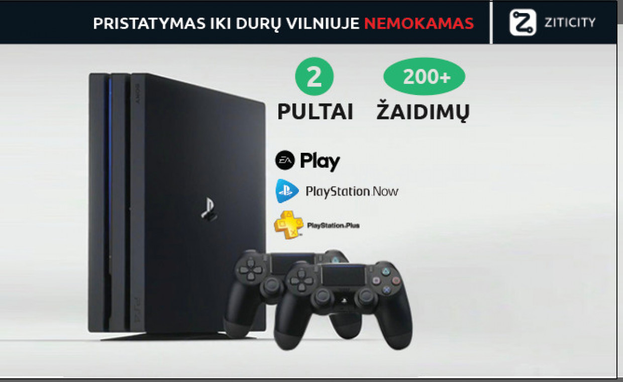 Žaidimų konsolių nuoma, Playstation 4 pro PS4 ir 2 pulteliai nuoma, Vilnius