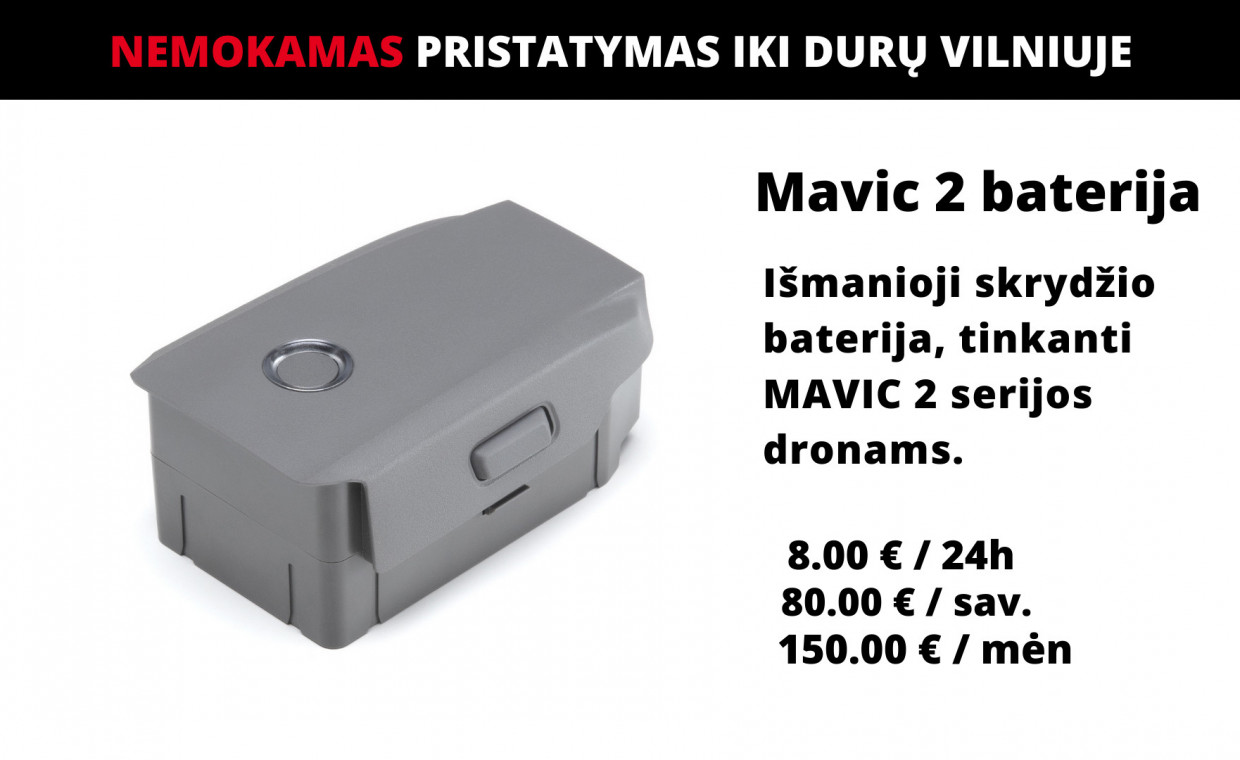 Dronų nuoma, DJI MAVIC 2 BATERIJA nuoma, Vilnius