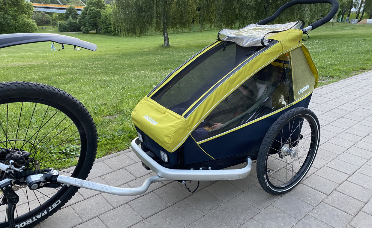Paspirtukų ir dviračių nuoma, Dviračio priekaba vaikui Vilnius nuoma, Vilnius
