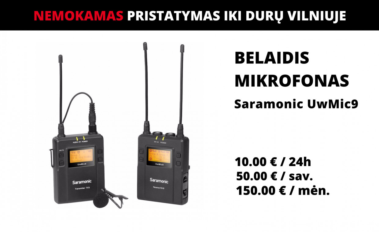 Garso technika ir instrumentai, Belaidis mikrofonas Saramonic UwMic9 nuoma, Vilnius