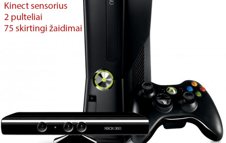 Xbox 360 su Kinect ir 75 žaidimais