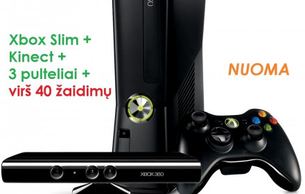 Xbox 360 Slim - Kinect - 3 pultai